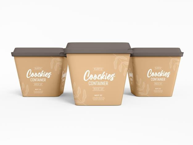 Plastic Cookie Container Packaging Mockup Psd