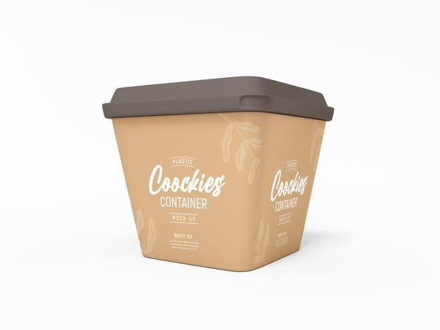 Plastic Cookie Container Packaging Mockup Psd