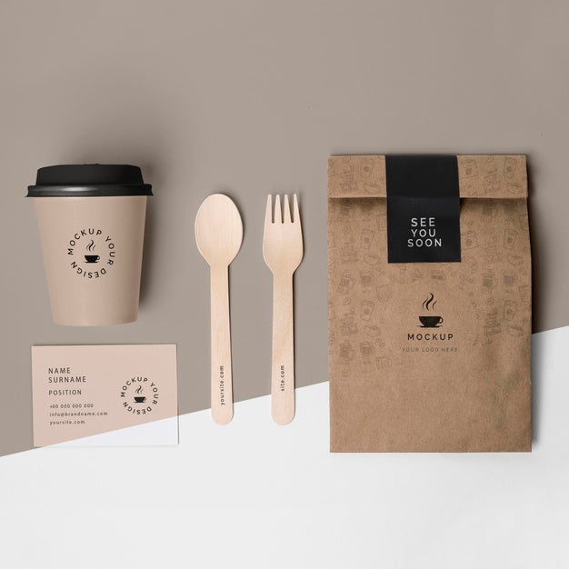 Plastic Cup And Paper Bag For Coffee Psd