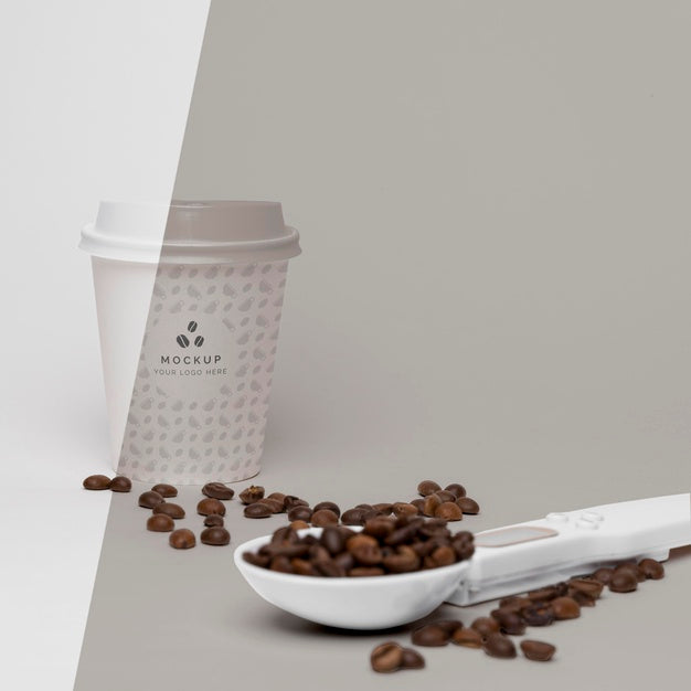Plastic Cup With Coffee Beans Psd
