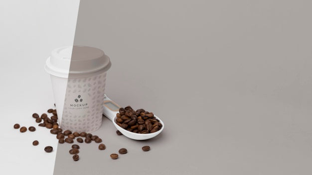 Plastic Cup With Coffee Beans Psd