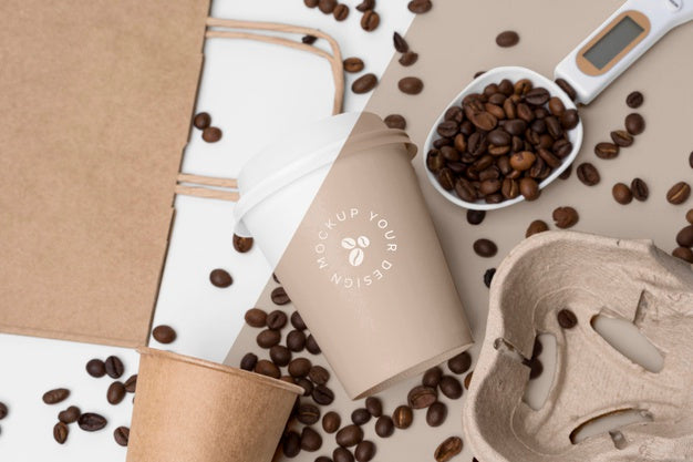 Plastic Cup With Coffee Beans Psd