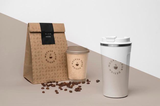 Plastic Cup With Coffee Beans Psd