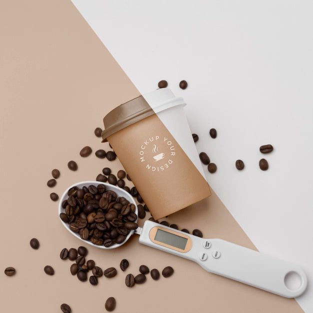 Plastic Cup With Coffee Beans Psd