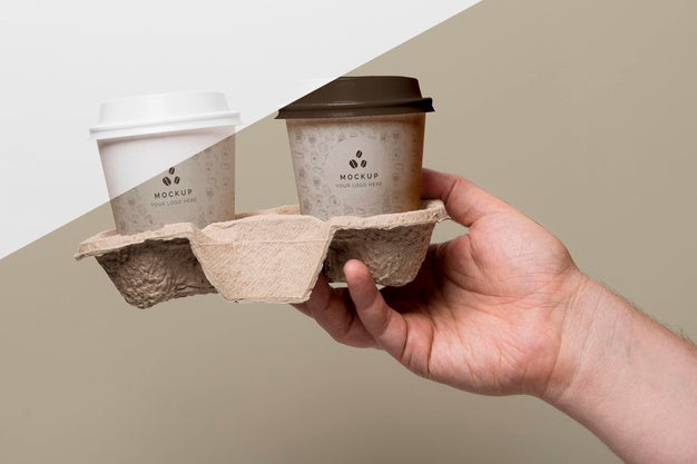 Plastic Cups With Coffee Mock Up In Support Psd