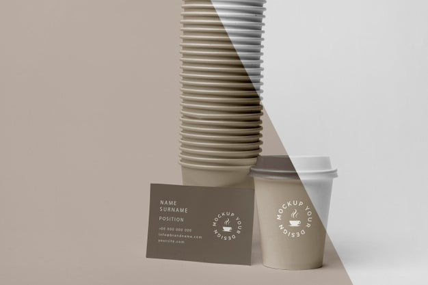 Plastic Cups With Coffee Mock Up On Table Psd