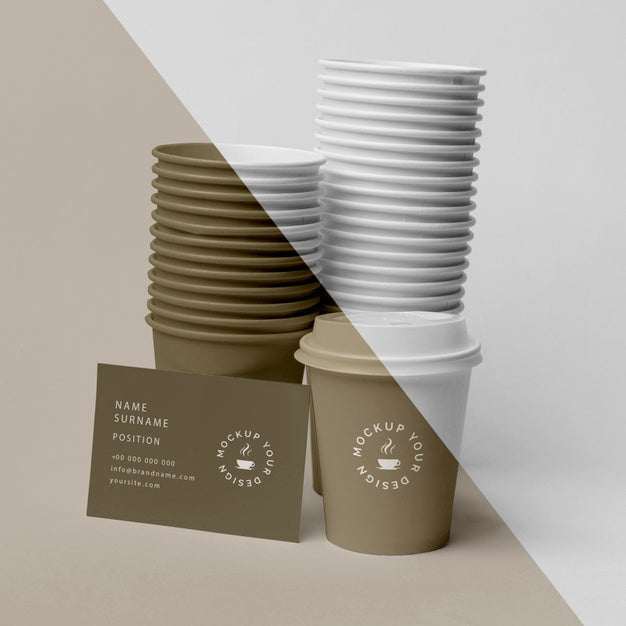 Plastic Cups With Coffee Mock Up On Table Psd