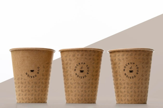 Plastic Cups With Coffee Mock Up On Table Psd
