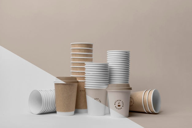 Plastic Cups With Coffee Mock Up On Table Psd
