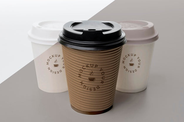 Plastic Cups With Coffee Mock Up On Table Psd