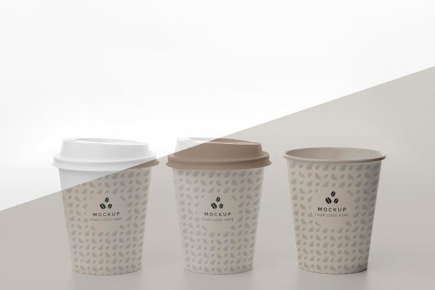 Plastic Cups With Coffee Mock Up On Table Psd