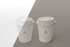 Plastic Cups With Coffee Mock Up On Table Psd