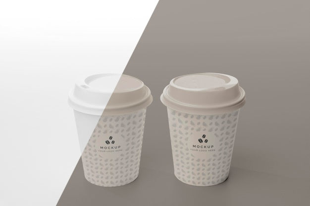 Plastic Cups With Coffee Mock Up On Table Psd