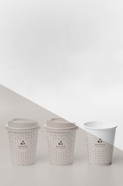 Plastic Cups With Coffee Mock Up On Table Psd
