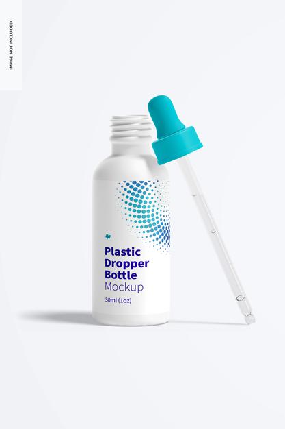 Plastic Dropper Bottle Mockup, Front View Psd
