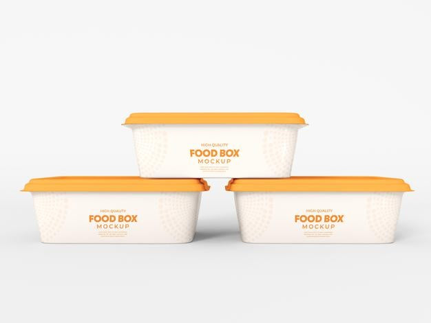 Plastic Food Box Packaging Mockup Psd