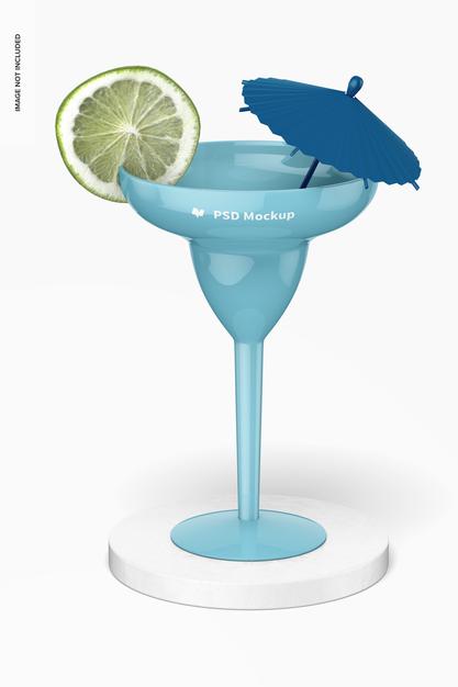 Plastic Margarita Glass Mockup, On Surface Psd