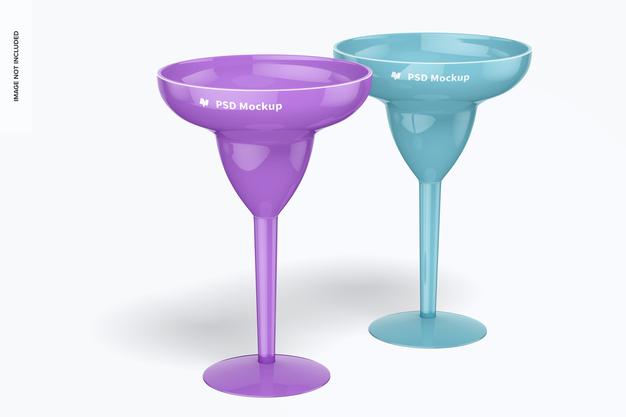 Plastic Margarita Glasses Mockup Psd