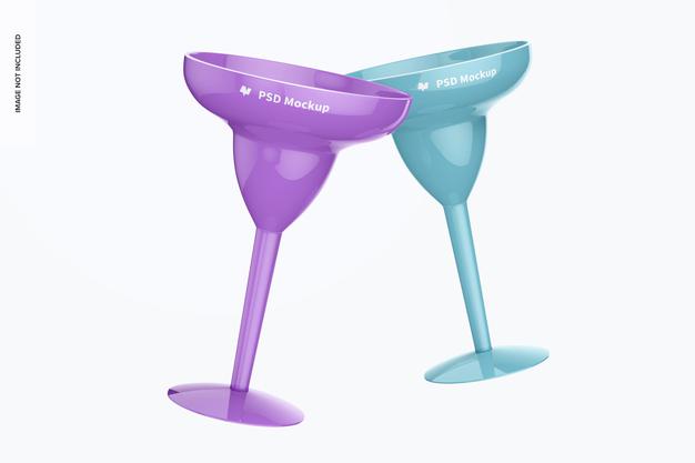 Plastic Margarita Glasses Mockup Psd