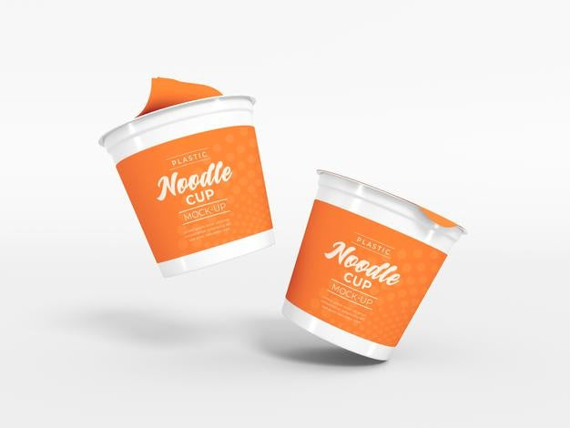 Plastic Noodle Cup Packaging Mockup Psd