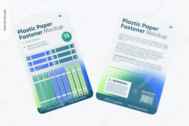 Plastic Paper Fastener Blister Mockup, Front And Back Psd
