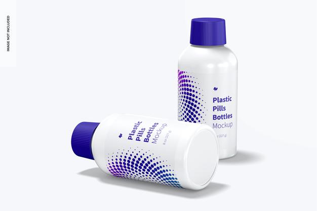 Plastic Pills Bottles Mockup Psd