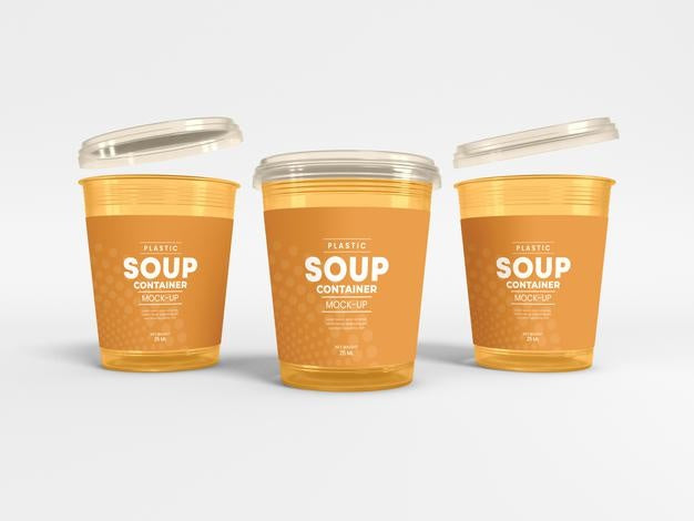 Plastic Soup Container Packaging Mockup Psd