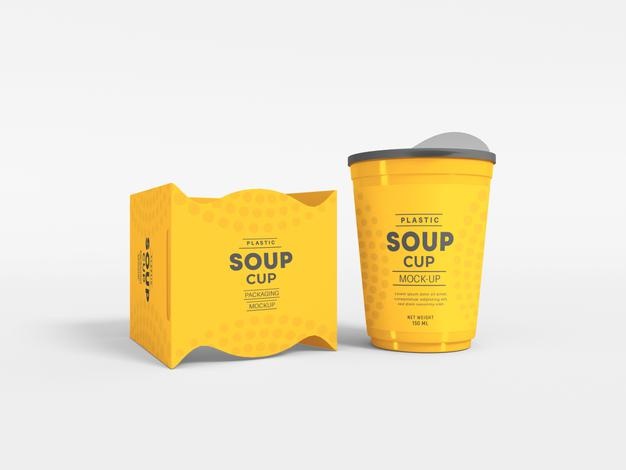 Plastic Soup Cup Packaging Mockup Psd