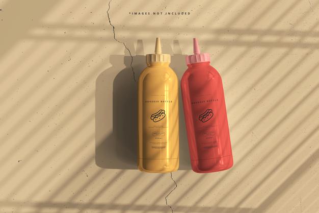 Plastic Squeeze Bottles Mockup Psd