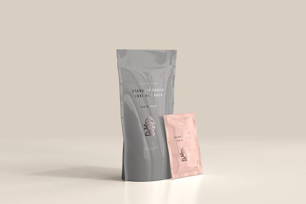 Plastic Stand-Up Pouch With Sachet Mockup Psd