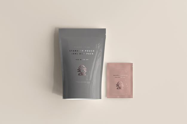 Plastic Stand-Up Pouch With Sachet Mockup Psd
