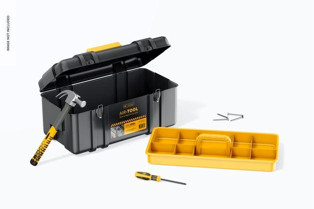 Plastic Tool Box Mockup, Left View Psd