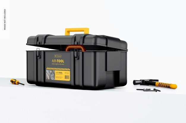 Plastic Tool Box Mockup, Right View Psd