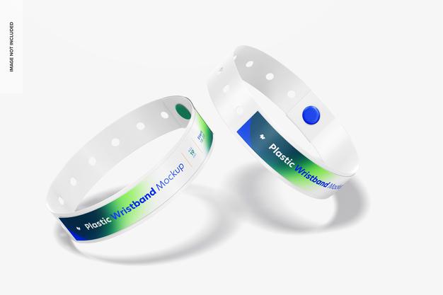 Plastic Wristband Mockup, Floating Psd