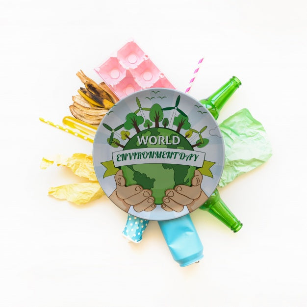 Plate Mockup With World Environment Day Concept Psd