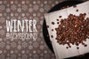 Plate With Coffee Beans And Winter Background Psd