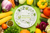 Plate With Doodles Mock-Up With Frame Made From Delicious Fresh Veggies Psd