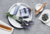 Plate With Lavender Water Bottle Psd