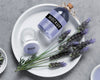 Plate With Lavender Water Bottle Psd