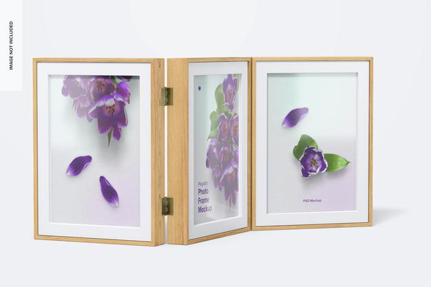 Plegable Photo Frame Mockup, Left View Psd