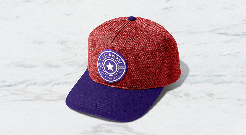 Polyester Mesh Breathable Baseball P-Cap Mockup Psd