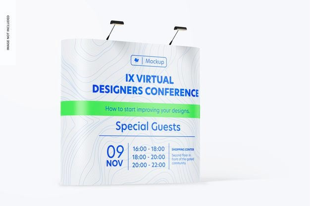 Pop Up Straight Stand Mockup, Left View Psd