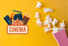 Popcorn And Cinema Mock-Up Flat Lay Psd