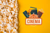 Popcorn And Cinema Mock-Up Top View Psd