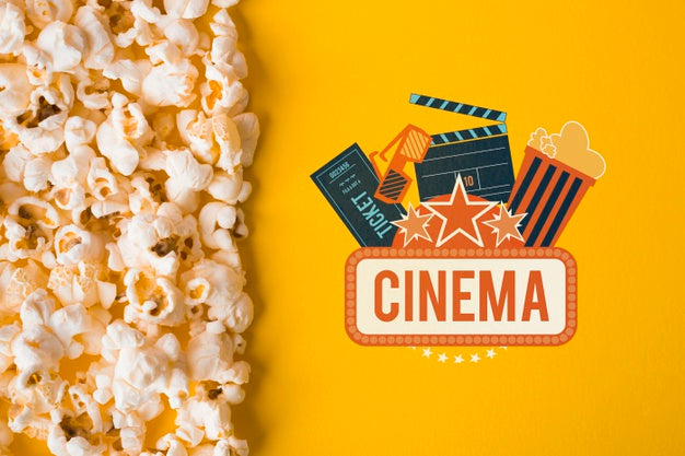 Popcorn And Cinema Mock-Up Top View Psd