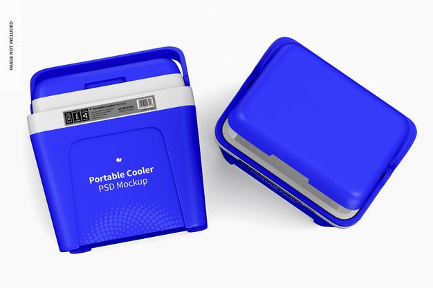 Portable Coolers Mockup, Top View Psd