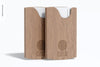 Portable Wooden Business Card Holders Mockup, Left View Psd