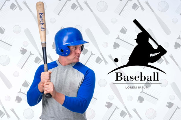 Portrait Of Baseball Player With Helmet Psd