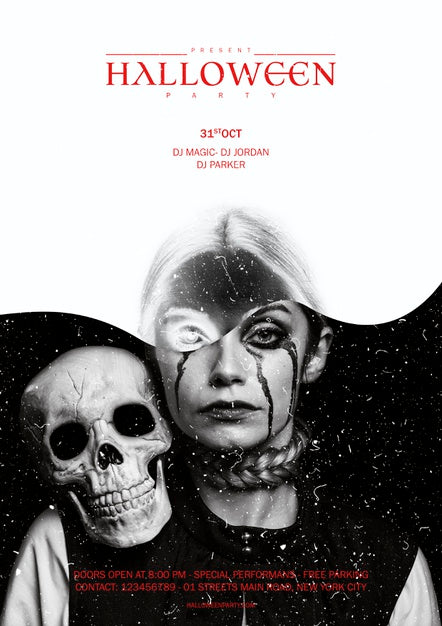 Portrait Of Woman Holding A Skull On Her Shoulder Psd