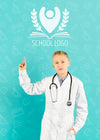 Portrait Of Young Boy Posing As Doctor Psd